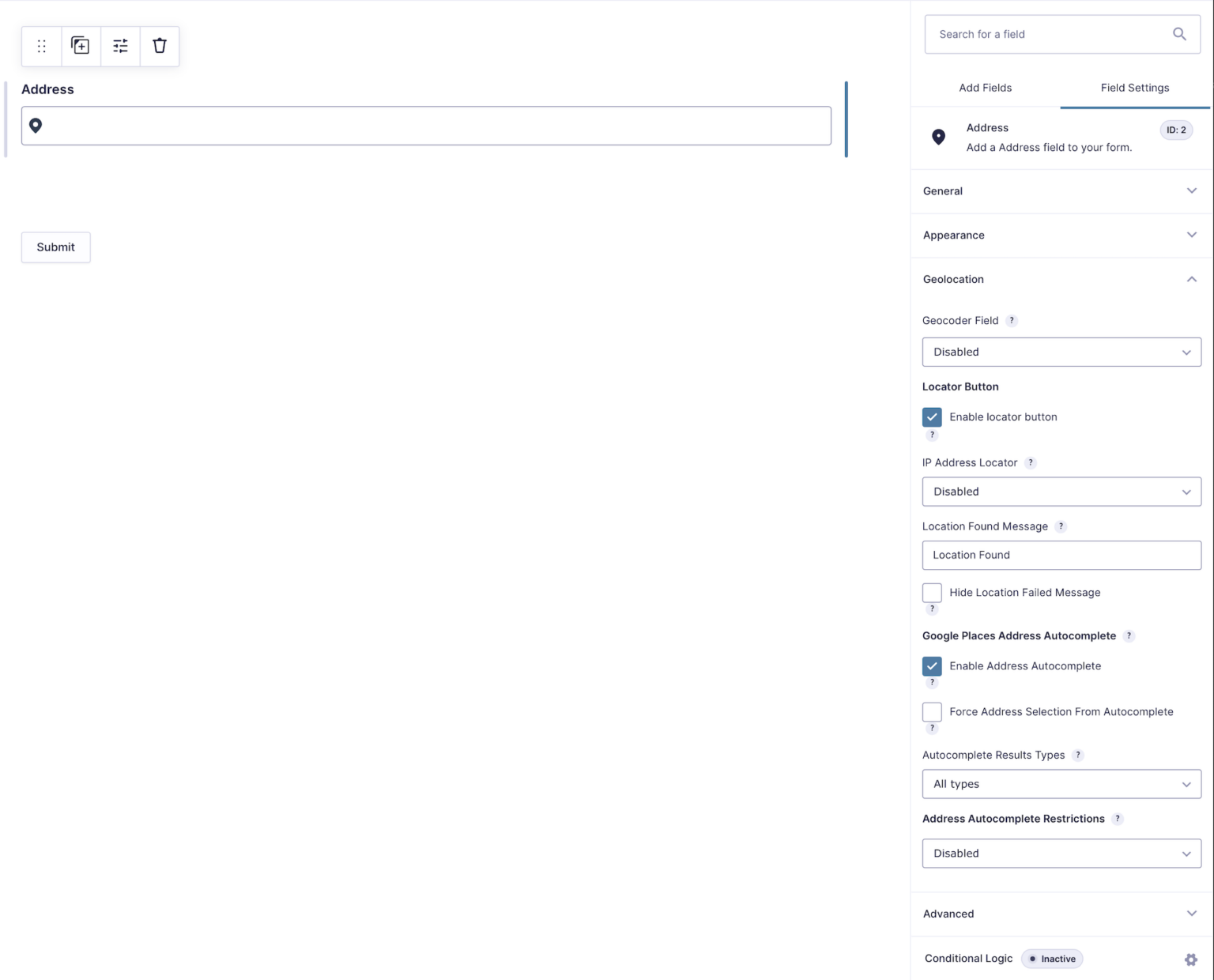 Address Field Browser Address Field - Gravity Geolocation