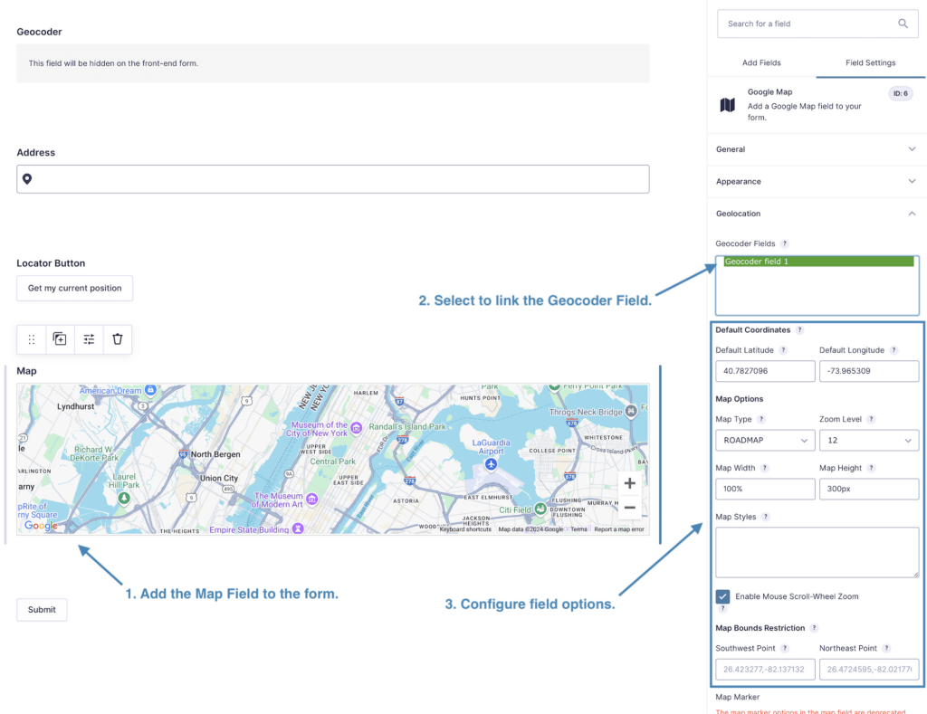 Map Field Setup in Gravity Forms