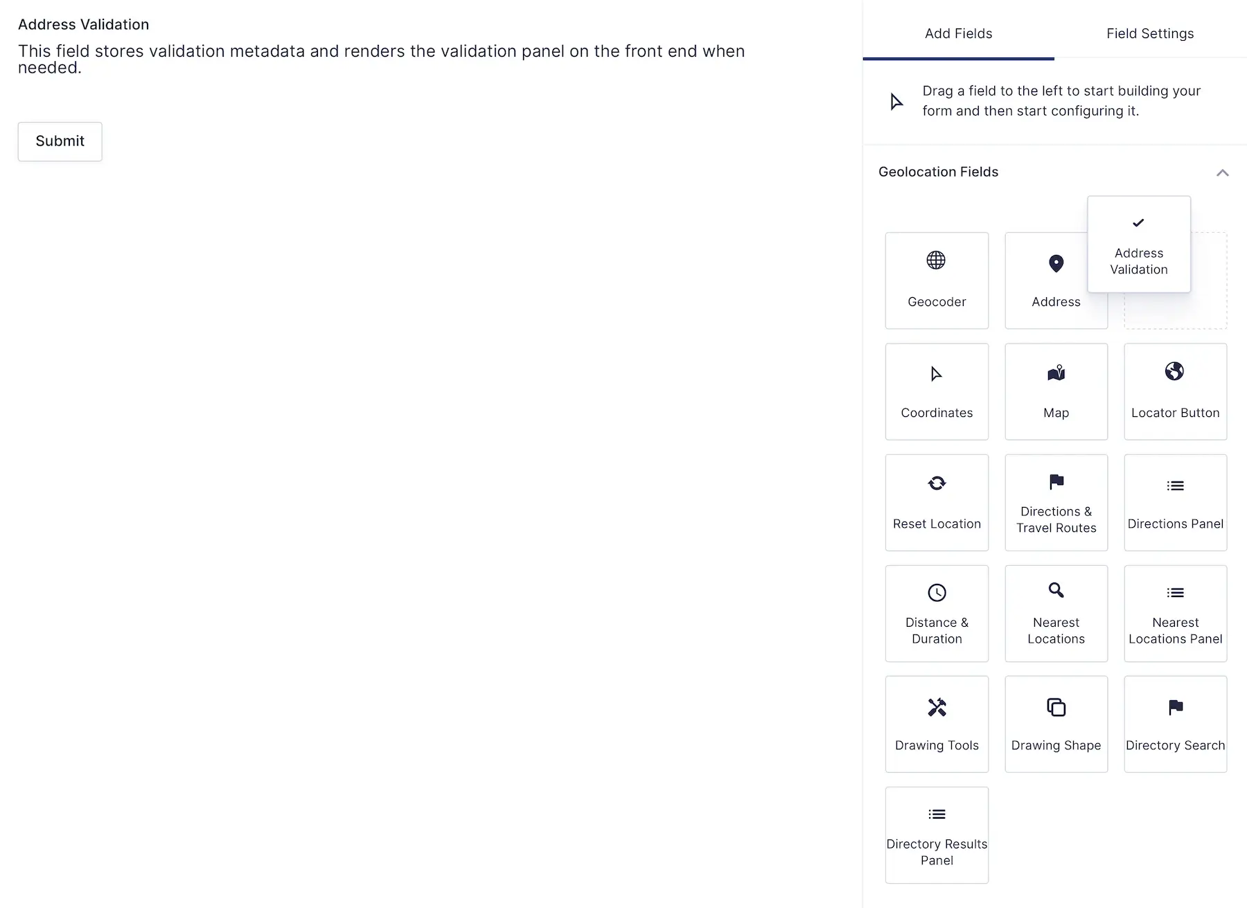 Gravity Geolocation Address Validation Field