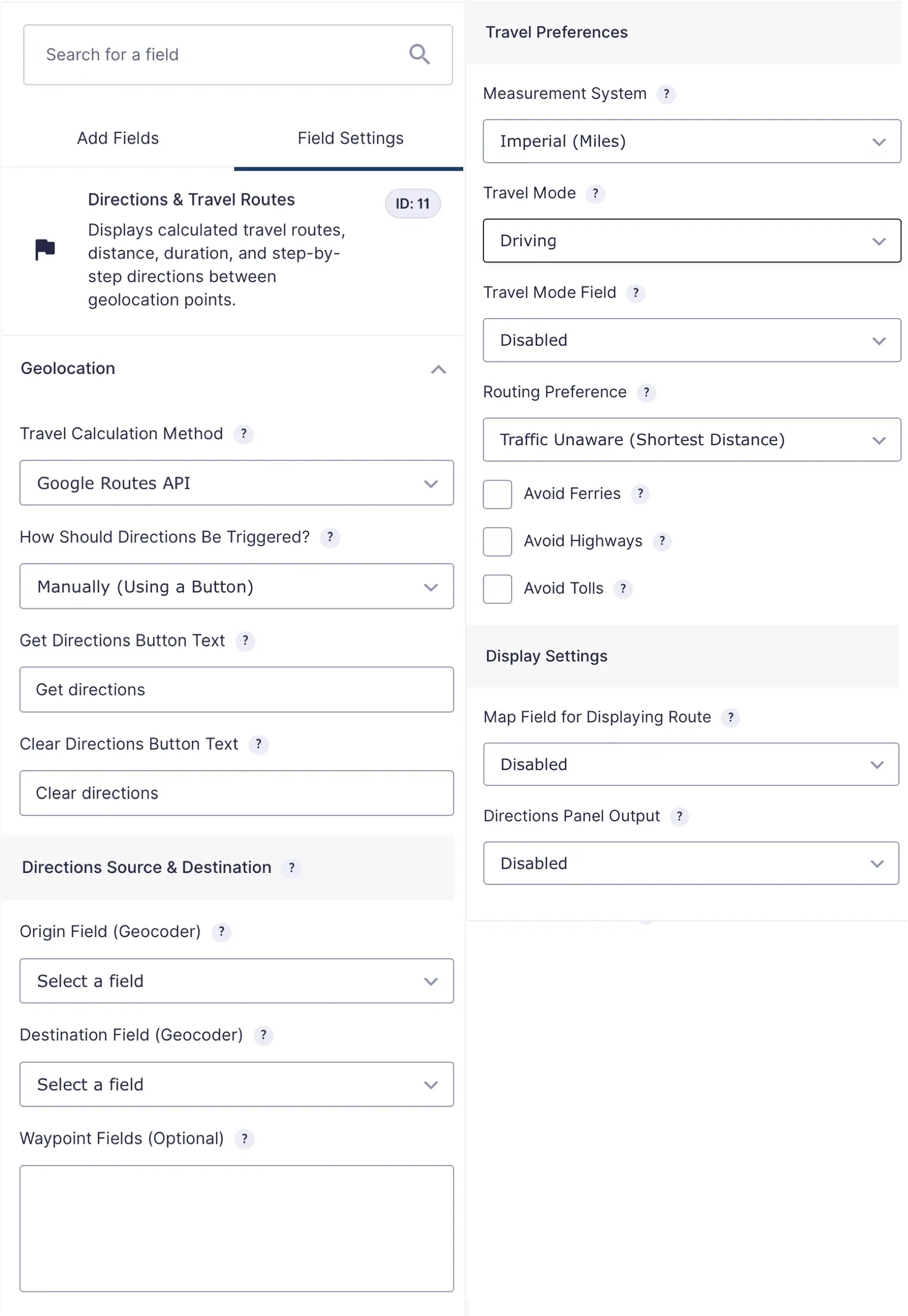 Gravity Geolocation Directions & Distance Settings