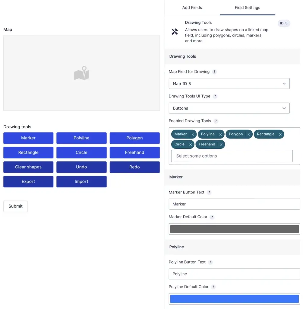Gravity Forms Drawing Tools Field settings
