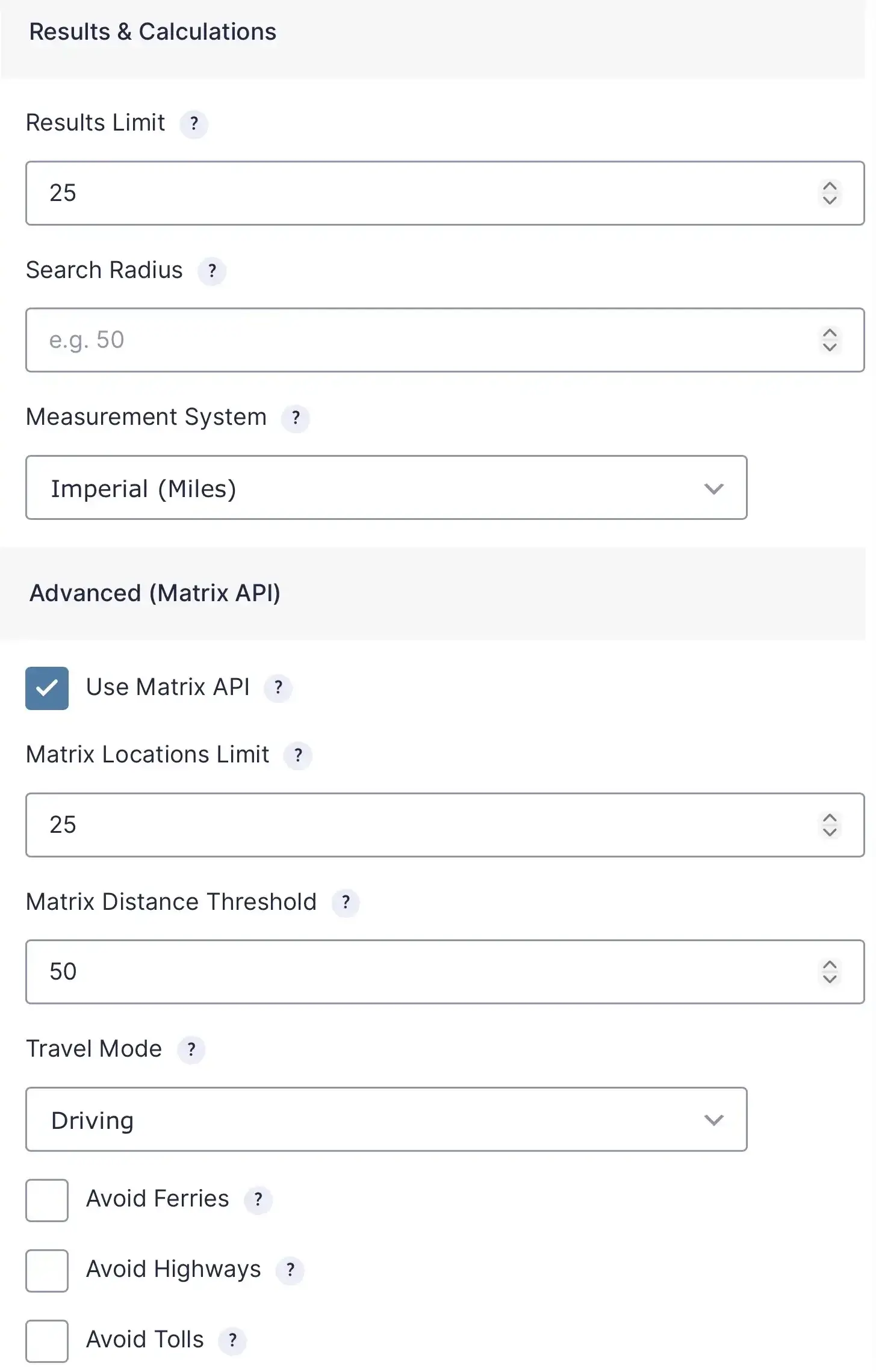 Gravity Geolocation Nearest Locations Settings