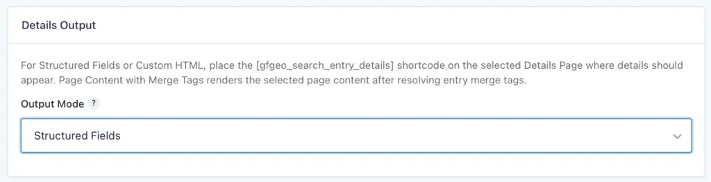 Gravity Search Details View Output