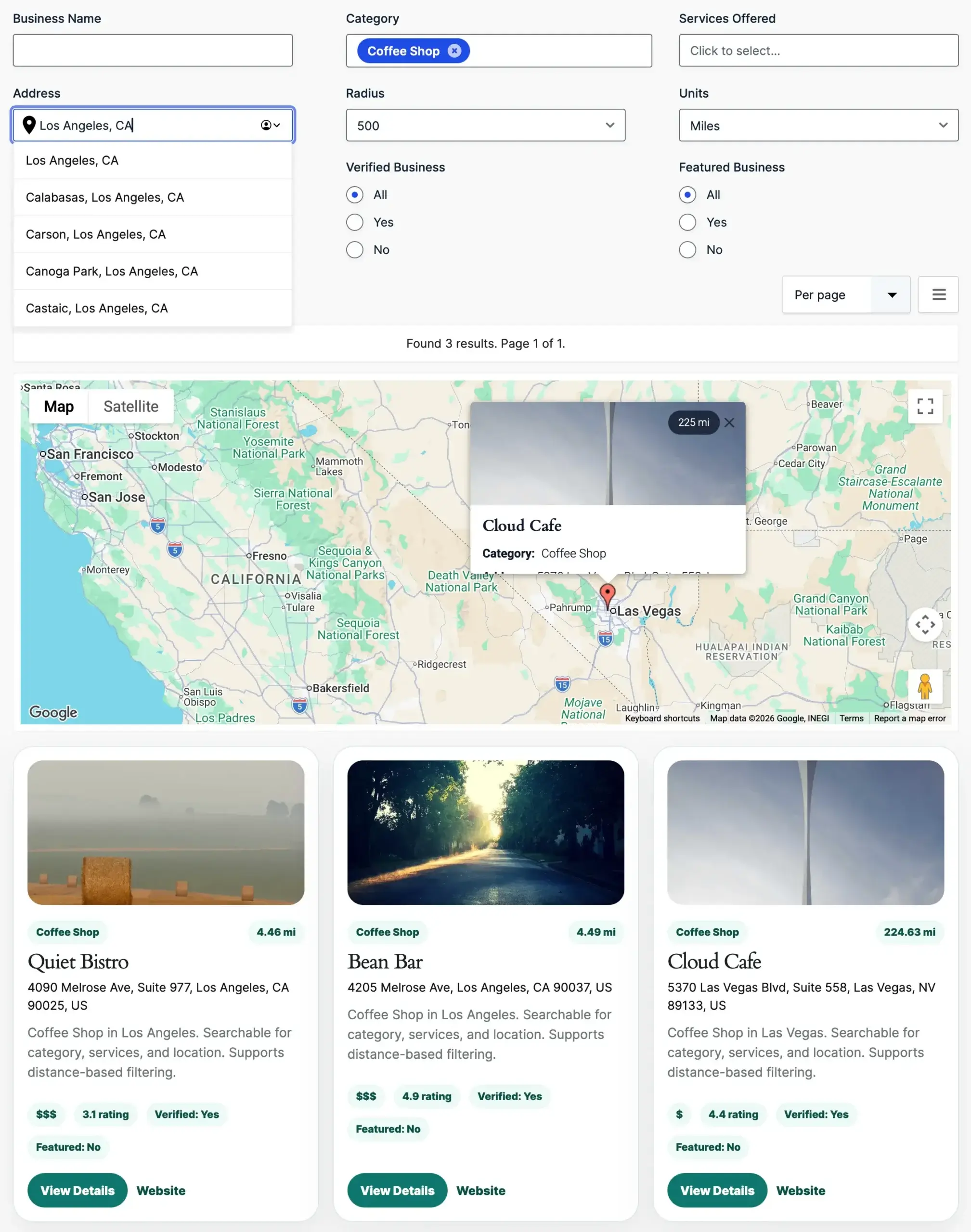Gravity Search Directory Map and Proximity