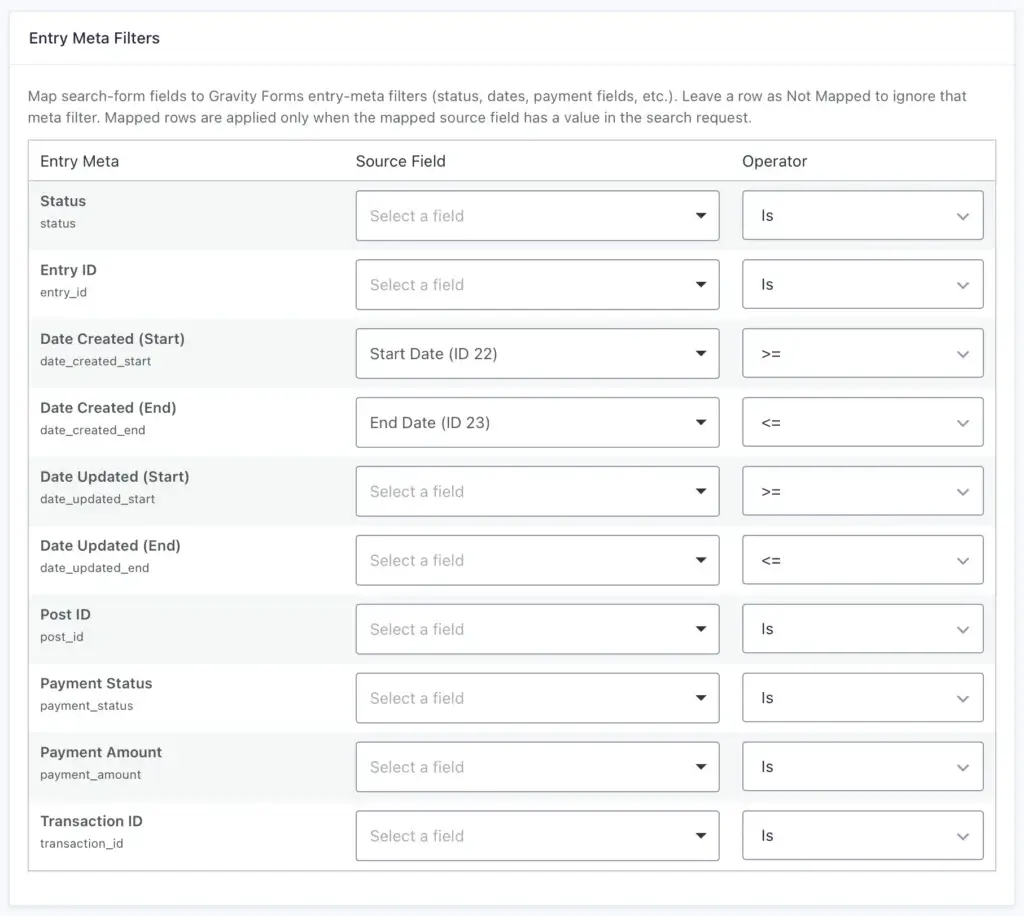 Gravity Search Entry Meta Filters