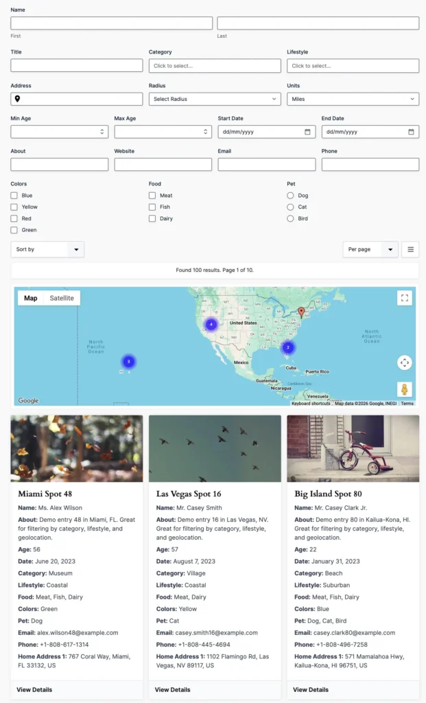 Gravity Search directory and map search interface