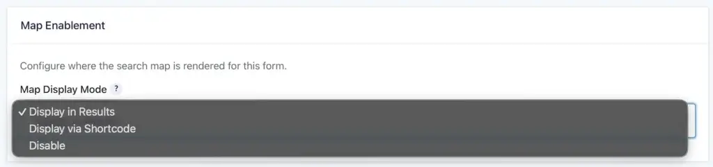 Gravity Search Map Enablement Settings