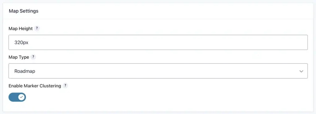 Gravity Search Map Settings Section