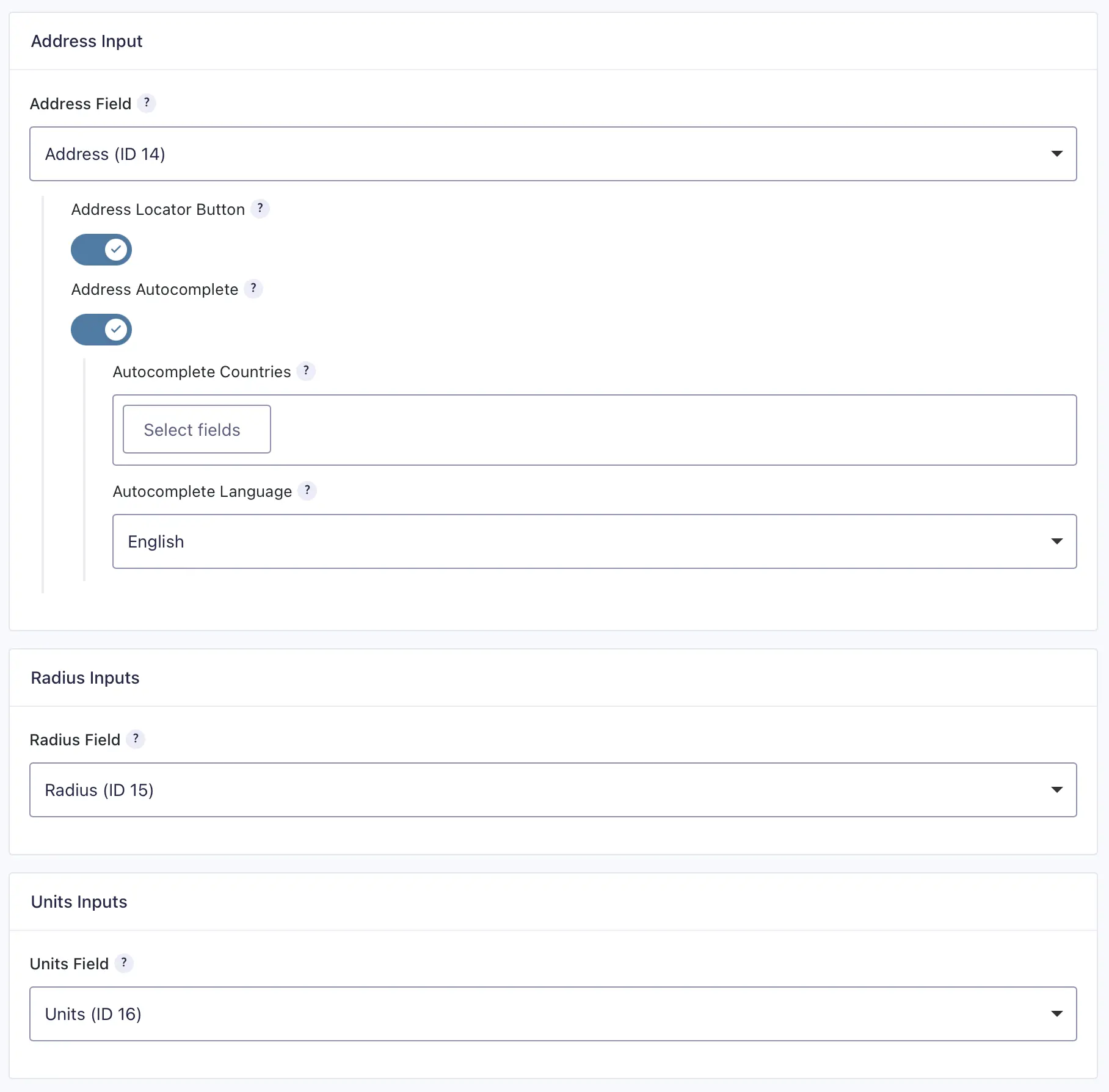 Gravity Search Proximity Settings