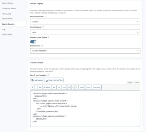 Gravity Search results custom template merge tags