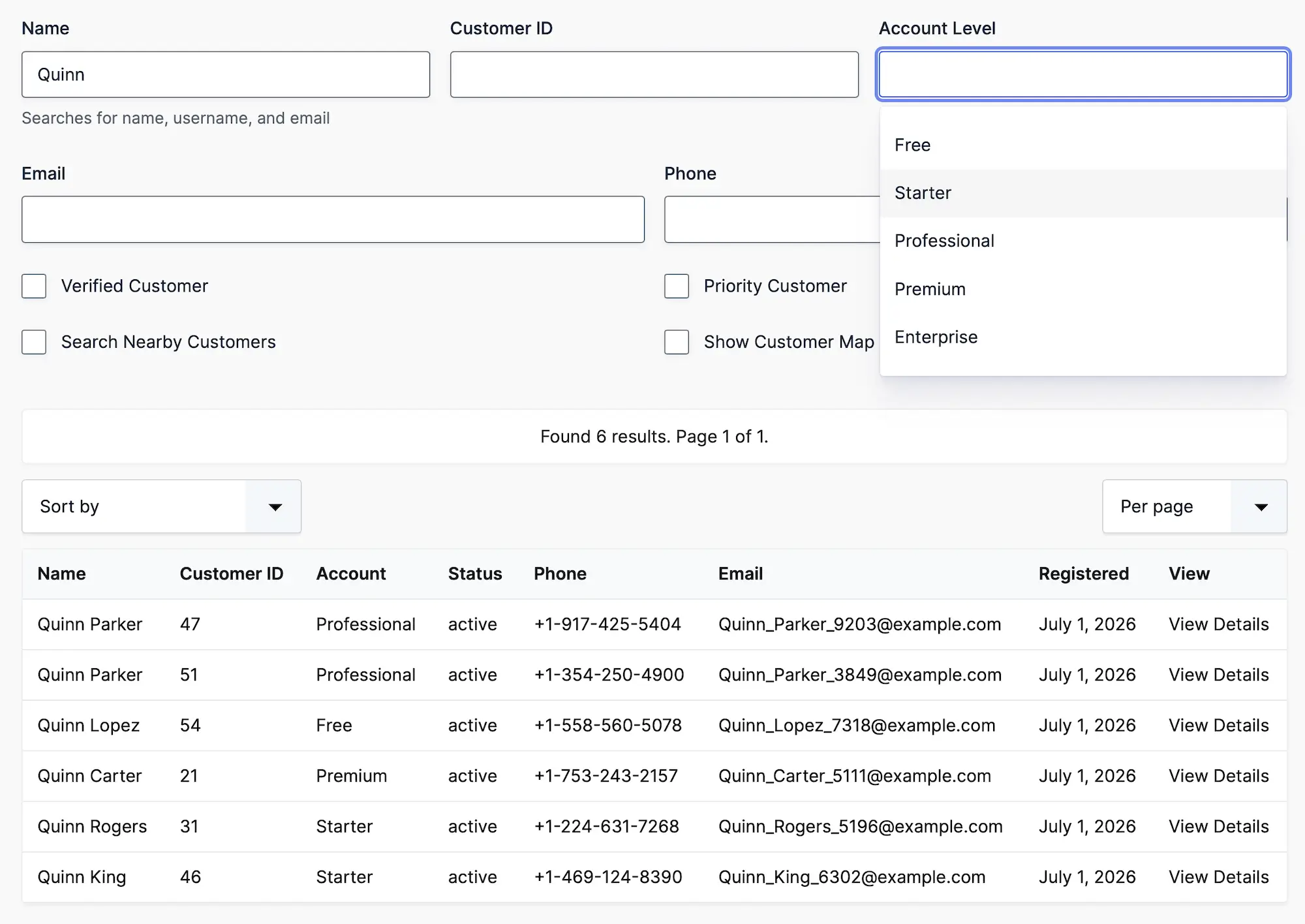 Gravity Search Customer Portal Filters