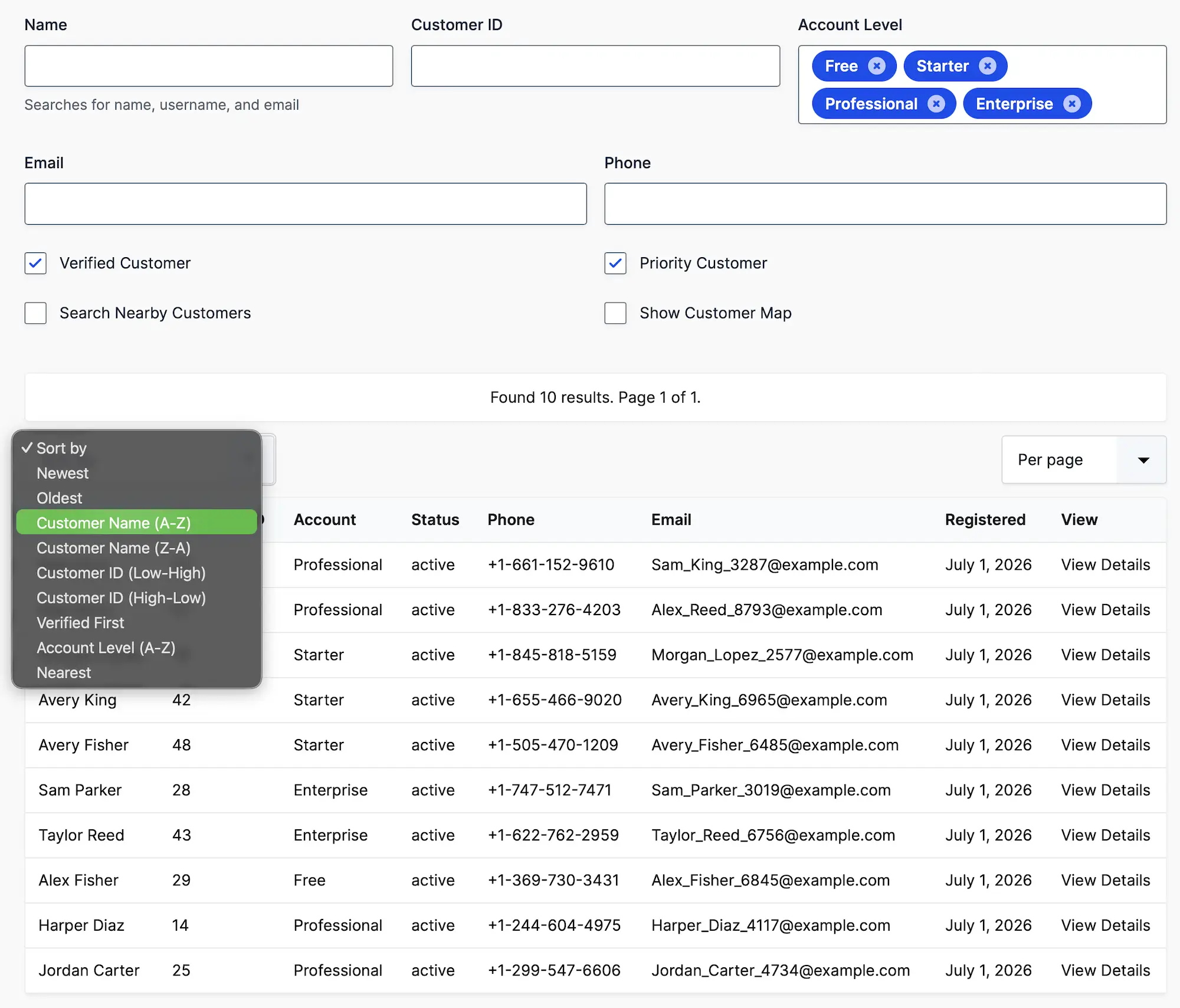 Gravity Search Customer Portal Filters 2